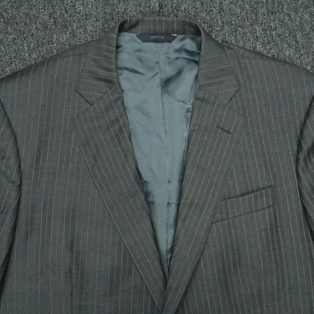 Brooks Brothers Blazer Mens 43R Gray Wool Pinstripe 1818 Madison Saxxon Jacket *